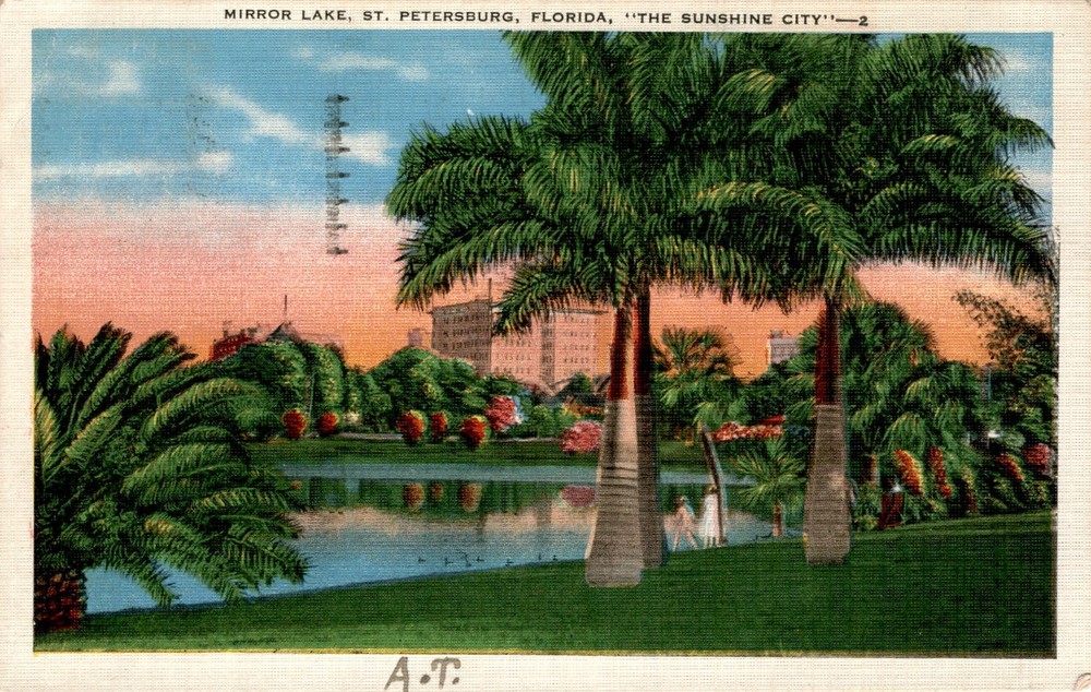 MIRROR LAKE, ST. PETERSBURG, FLORIDA, SUNSHINE CITY Postcard