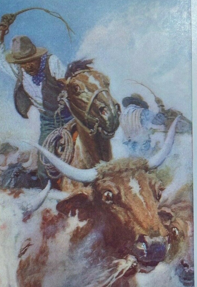 1906 N C Wyeth Western Illustration Cowboy Cutting Out Cattle