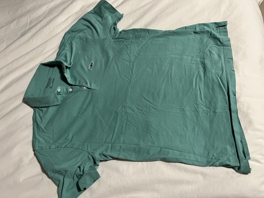 Patagonia Polo Shirt Teal Teal Short Sleeve Shark Logo Golf Mens M Medium