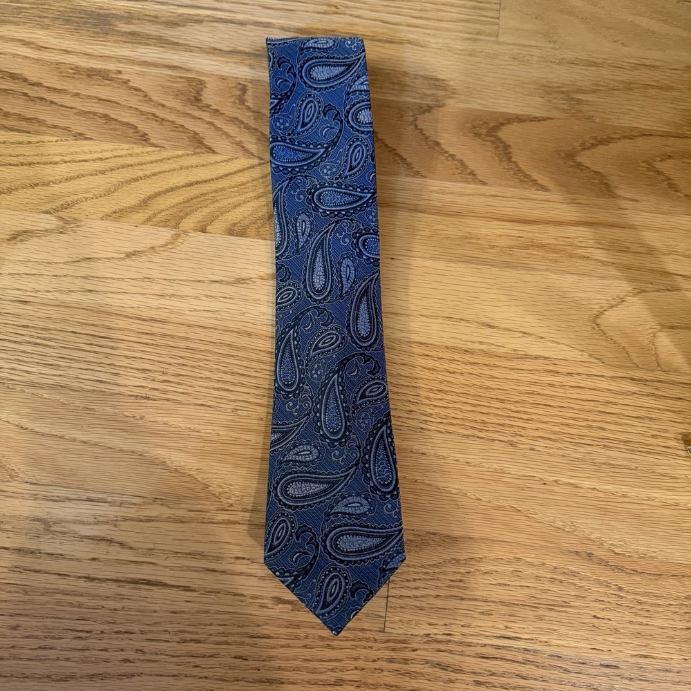 Pronto Uomo Platinum Blue Black Hand Made 100% Silk Men’s Neck Tie Made In China
