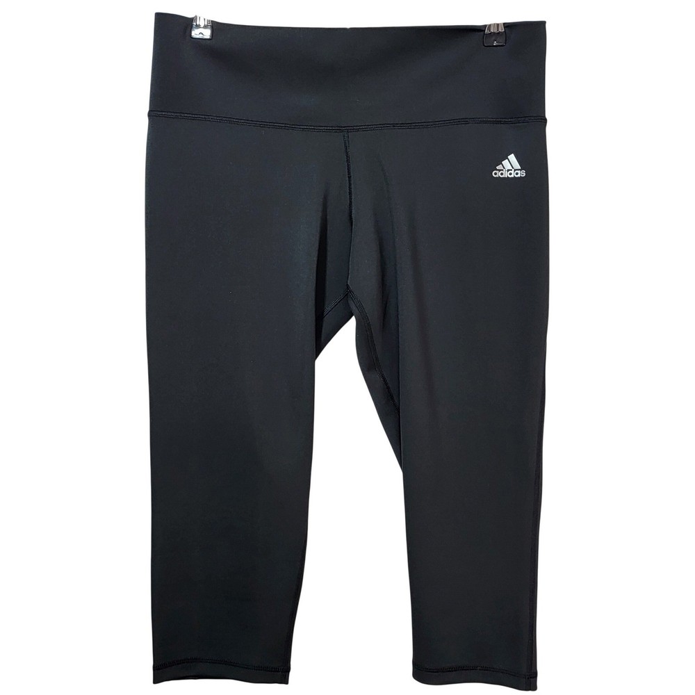 Adidas Climalite Womens Black Cropped Leggings Capri Athletic Pants Size L