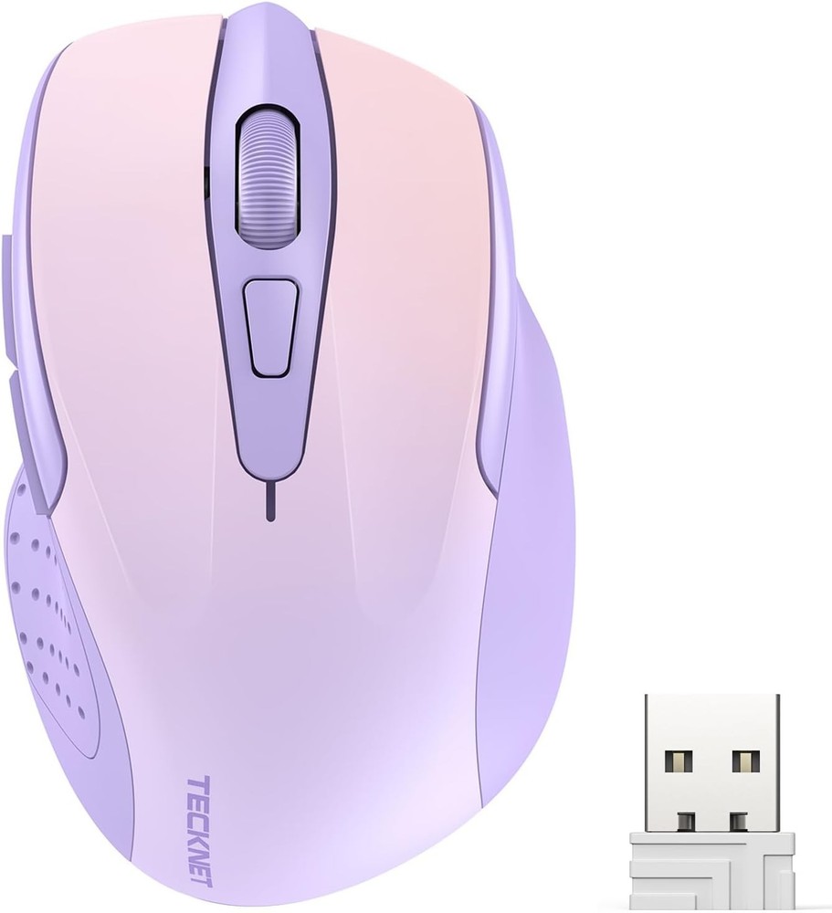 TECKNET 2.4G Wireless Ergonomic Optical Mouse in Gradient Lavender