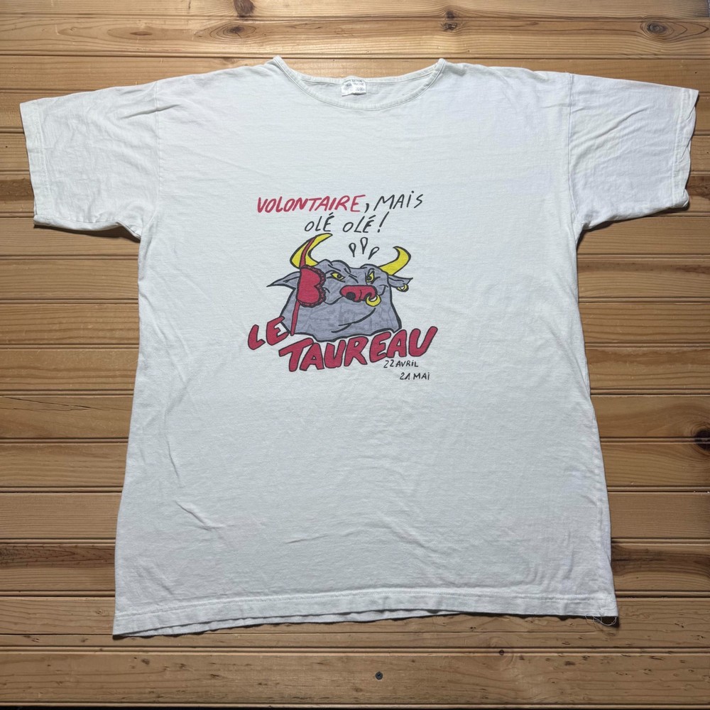 Vintage 90s Le Taureau Taurus France French Zodiac Bull Graphic T-Shirt - XL