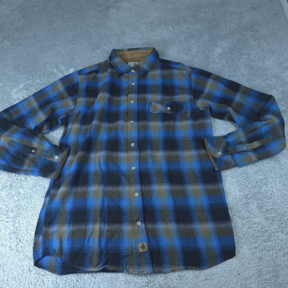 Legendary Whitetails Shirt Mens LT Blue Plaid Flannel Long Sleeve Button Up