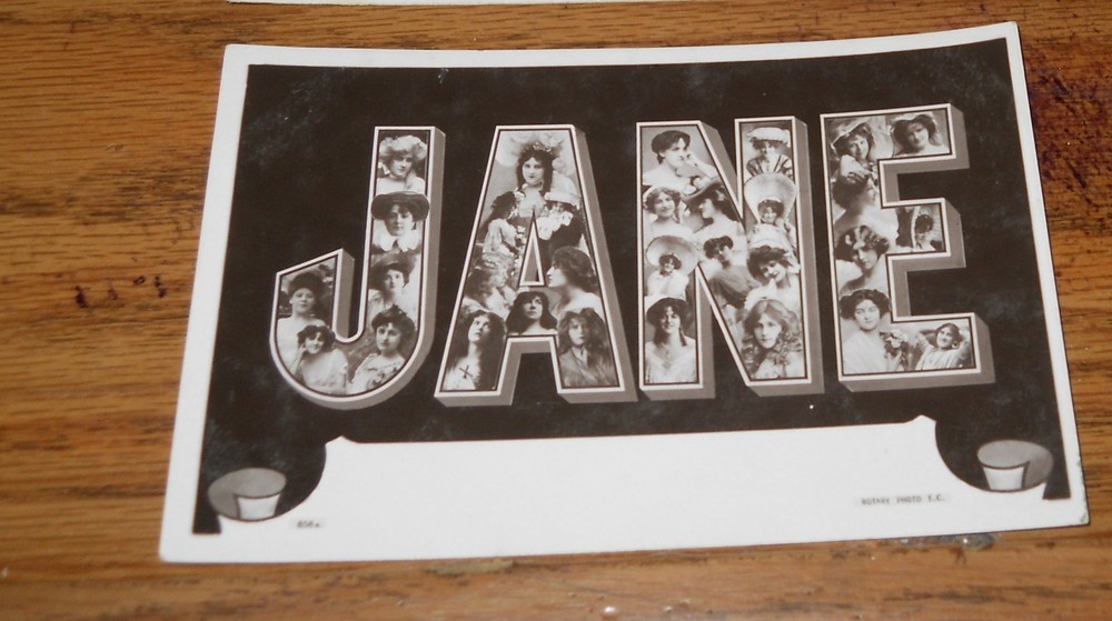 REAL PHOTO POST CARD, JAME Name Faces in Letters Victorian Times T7