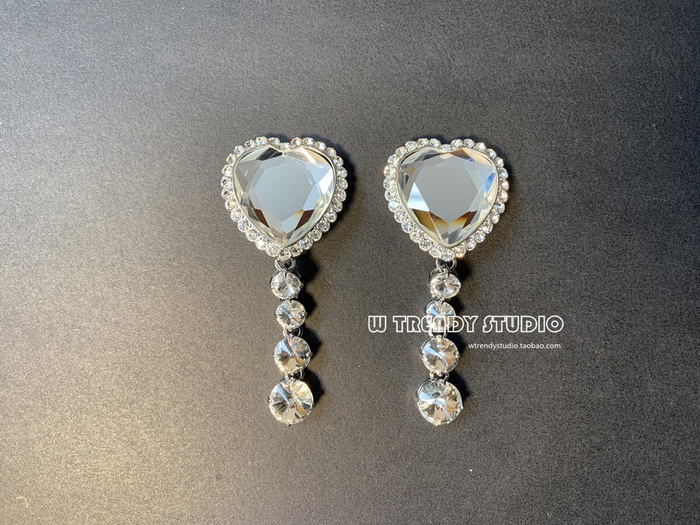 Alessandra Rich Women's Love Crystal Pendant Earrings