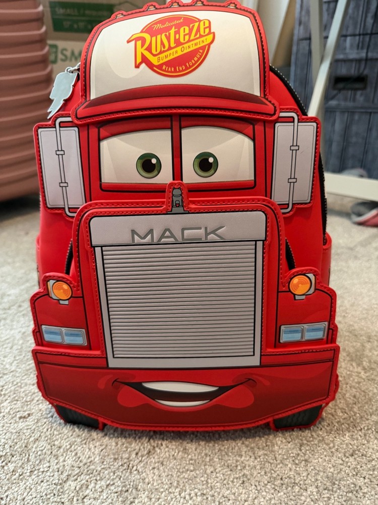 Loungefly Disney Cars Mack Truck Backpack Red Black White Silver Medium