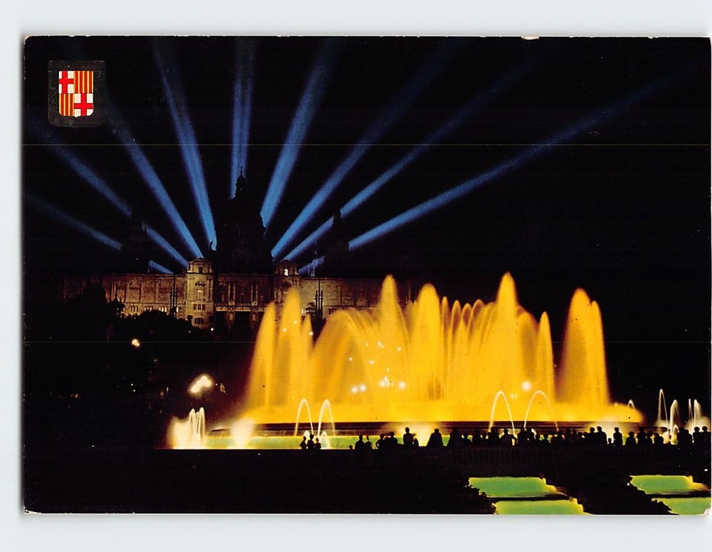Postcard Monumental Fountain of Montjuich Barcelona Spain