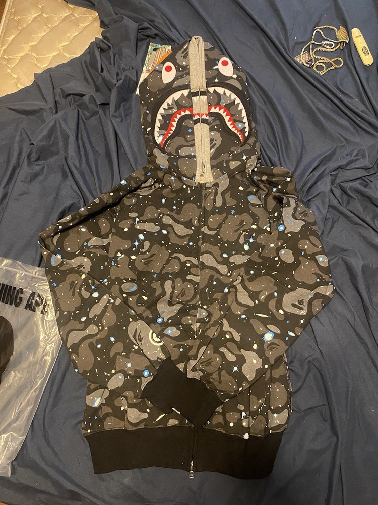 Black and Grey Double Space Bape Hoodie.