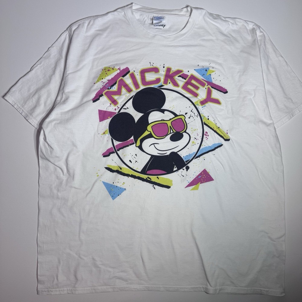 Vintage Style Disney Mickey Mouse Neon Graphic T-Shirt 2XL