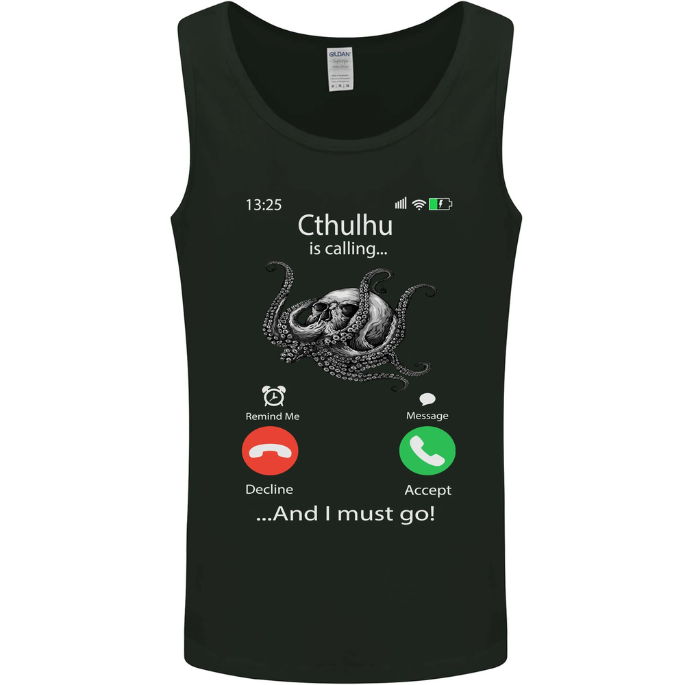 Cthulhu Is Calling Funny Kraken Mens Vest Tank Top