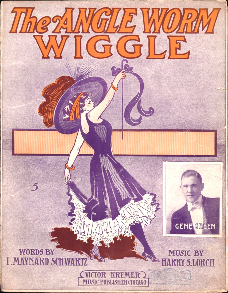 1910 THE ANGLE WORM WIGGLE antique Jazz sheet music DANCE CRAZE Gene Green