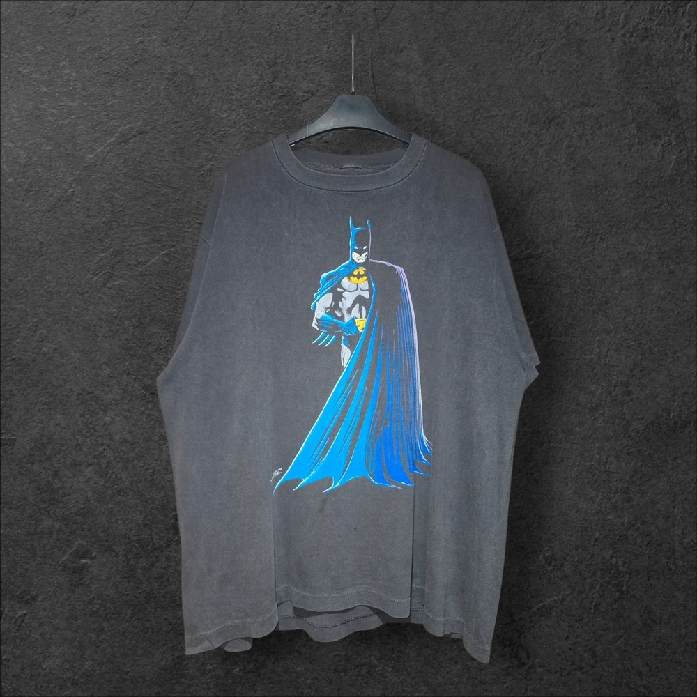 Men's Black Vintage 1988 DC Comics Batman Graphic Single Stitch T-shirt, Large