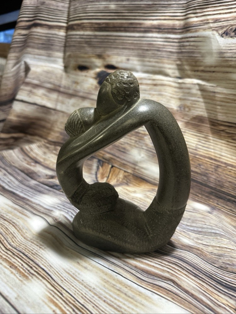 Mid-Century modern Carved Soap Stone Sculpture abstract Embracing Figure