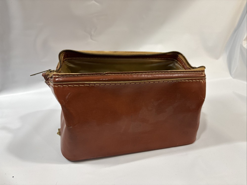 Shave Bag Leather  Leather Toiletry Dopp Kit Travel  Vintage  Top Grain Leather