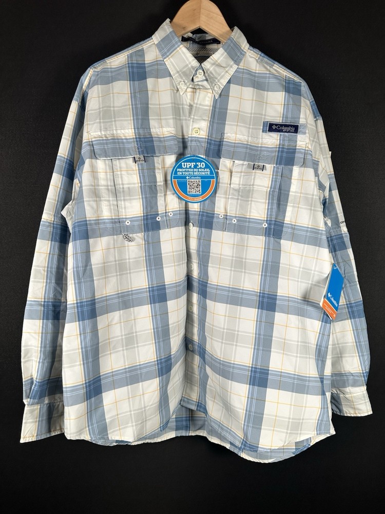Columbia PFG Super Bahama Long Sleeve Button-Up Shirt Men’s Size M See Pics