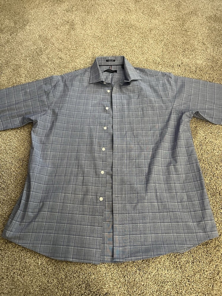 Tommy Hilfiger Shirt Adult L Multicolor Check Button Up Short Sleeve Mens