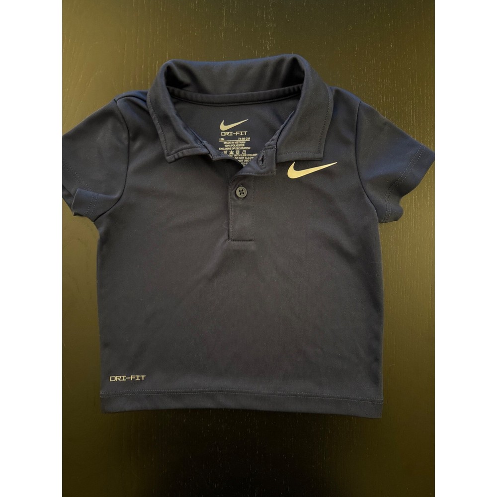 Nike Baby Swoosh Collared Polo Shirt Toddler Boys 12m Navy Short Sleeve Tagless