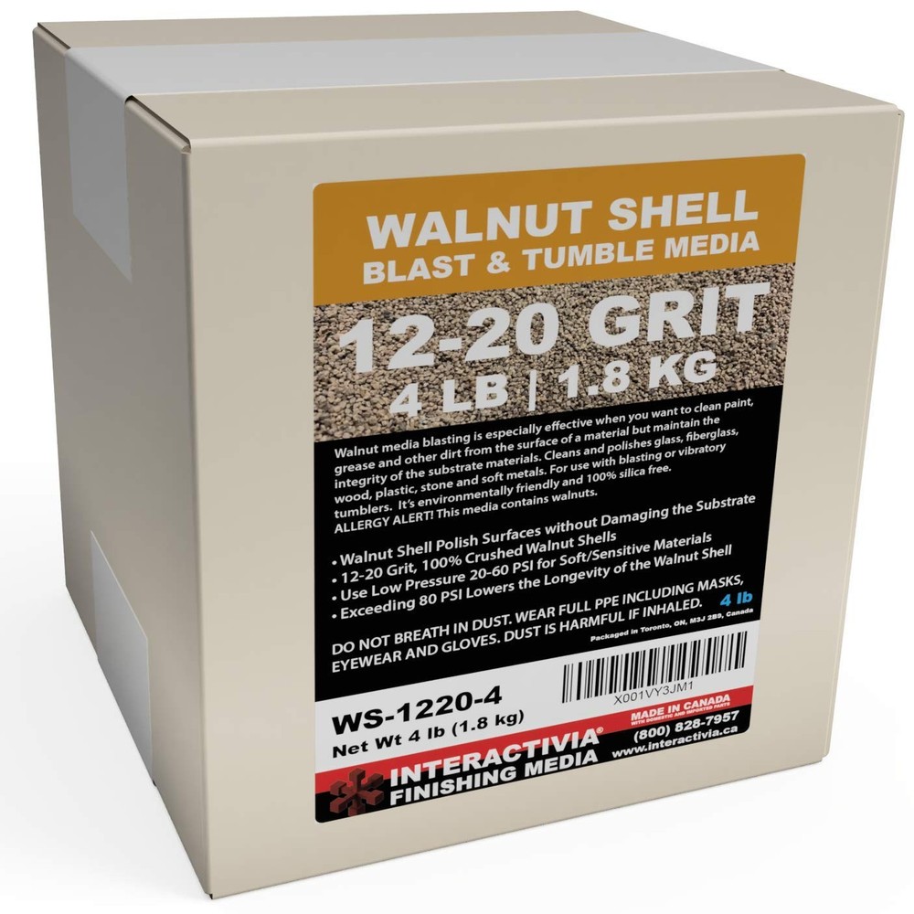 1.8 kg or 4 lb Ground Walnut Shell Media Abrasive 12-20 Grit for Tumbling, Vi...