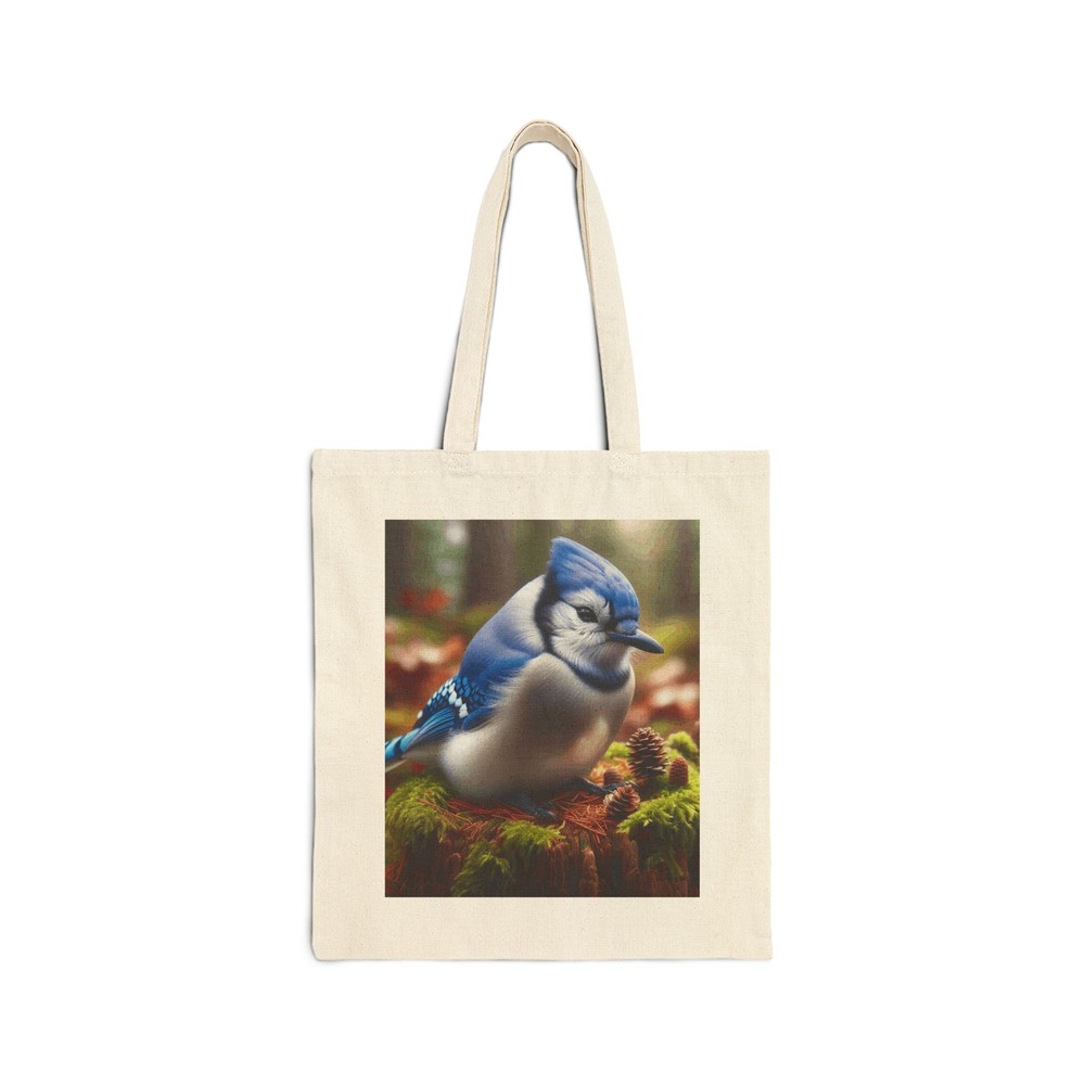 Cotton Canvas Tote Bag Bluejay in a Natural Environment Design 2, Gift Everyday