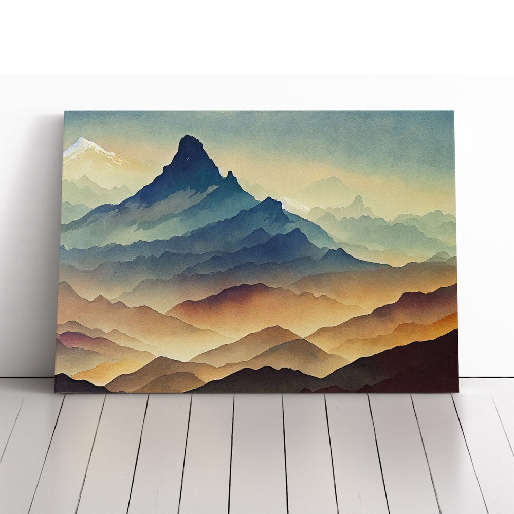 View Of A Mountain Landscape Vol.1 Canvas Wall Art Print Framed Picture Decor