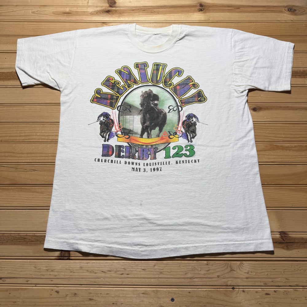 Vintage 1997 Kentucky Derby 123 Churchill Downs Louisville Horse Racing Shirt XL