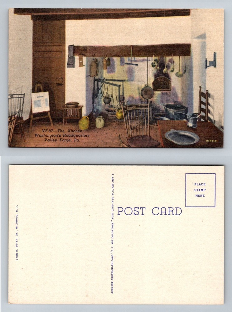 Valley Forge, PA-Pennsylvania Washington’s Headquarters Kitchen Vintage Postcard