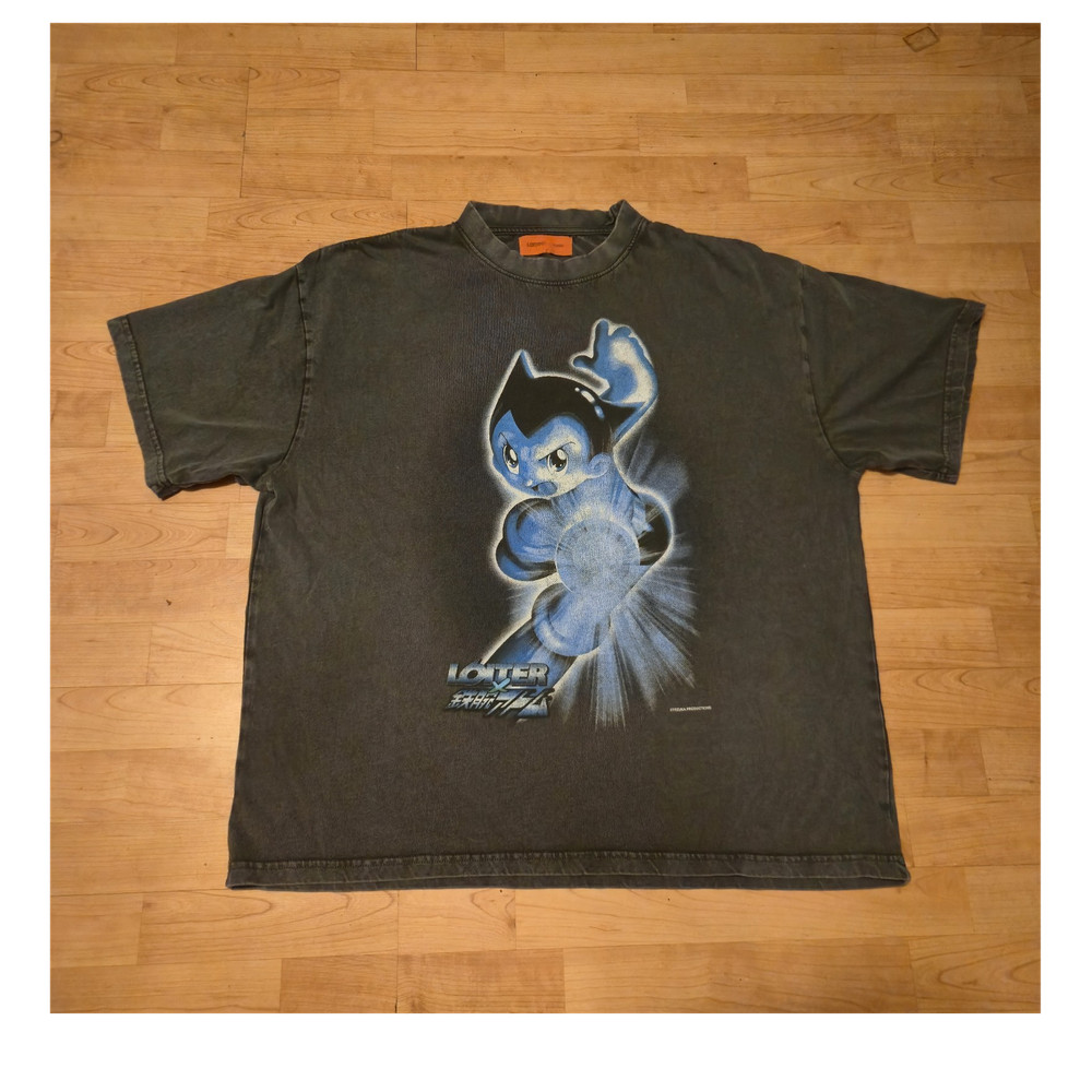 Loiter x Astro Boy T Shirt Mens XL Black Washed Anime Graphic Streetwear Y2K