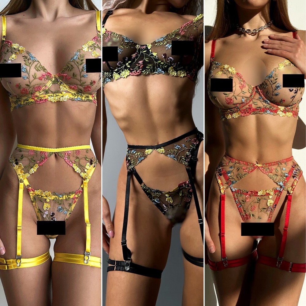 Sexy Lingerie Lace Dress Underwear w/Garter Belt Babydoll Nightwear Sleepwear US