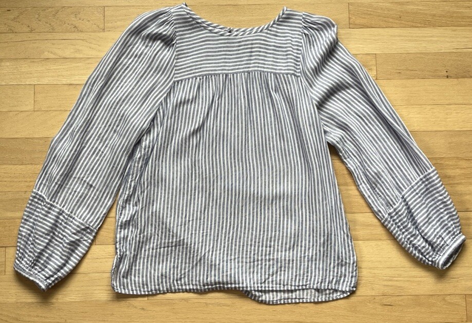 Women’s Loft Blue & White Striped Blouse In Size Medium