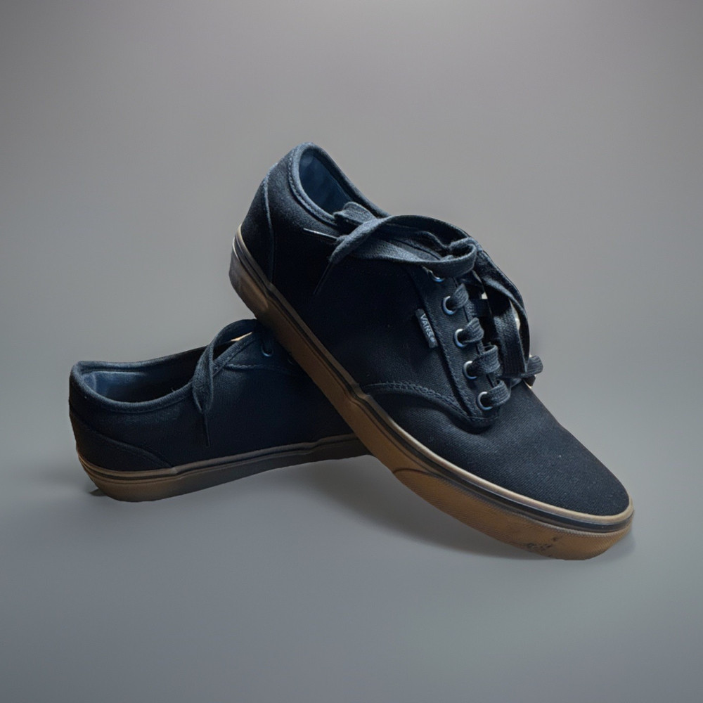 VANS Men's Black Gum Canvas Lace Up Sneakers Casual Shoes LightweightMen’s Van Lace Up Shoes, Black Canvas