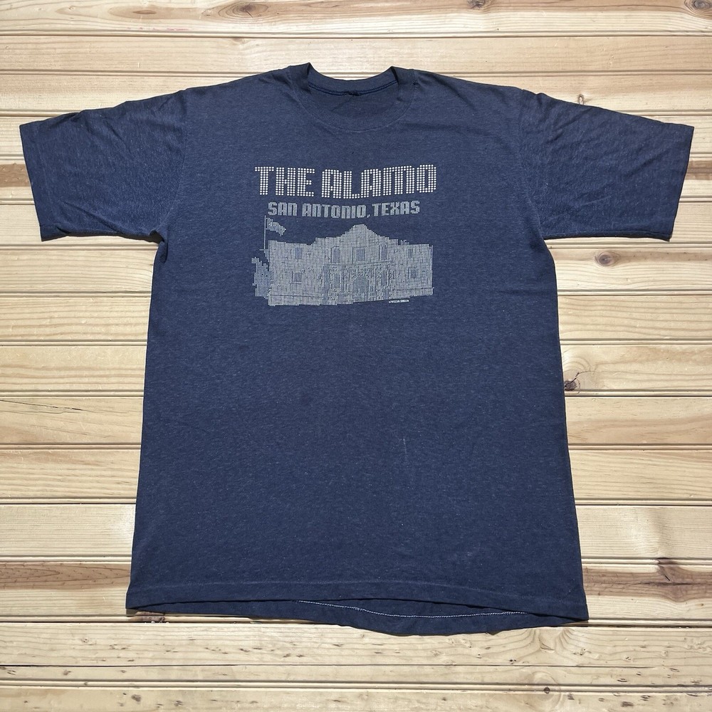 Vintage 80s San Antonio Texas The Alamo Stimple Art Design Shirt Size Large