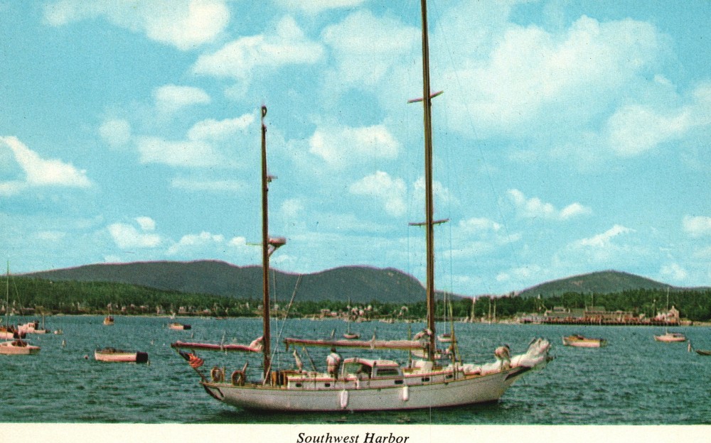 Postcard Southwest Harbor From Manset Acadia National Park Maine ME-image