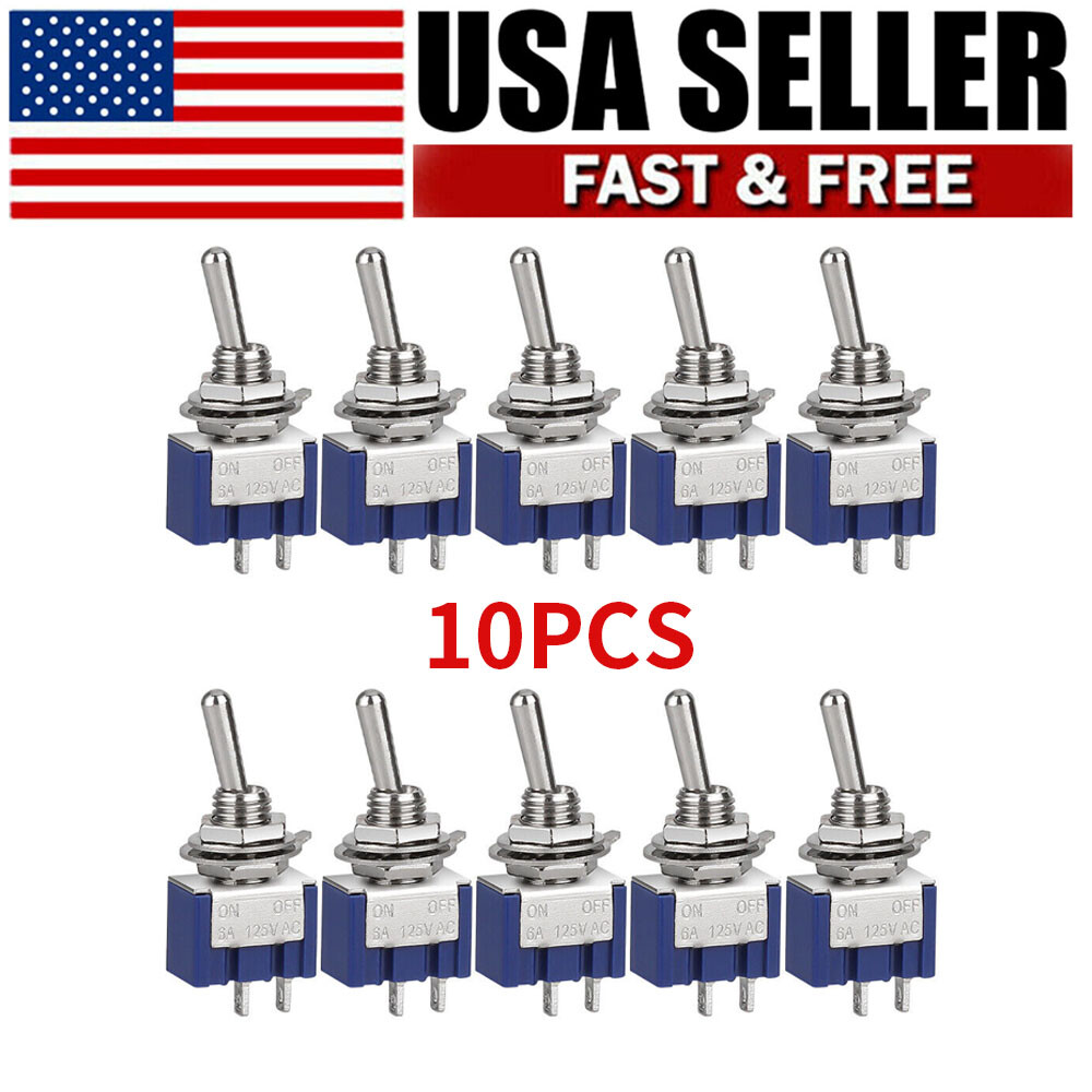 10PCS MTS-101 2 Position Mini Toggle Switch 2 Pin SPST ON-OFF 6A 125V AC