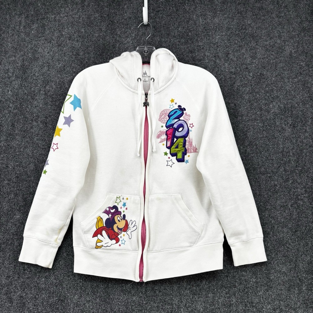 Disney 2014 Hoodie White Embroidery Mickey Mouse Walt Disney World Women’s Med
