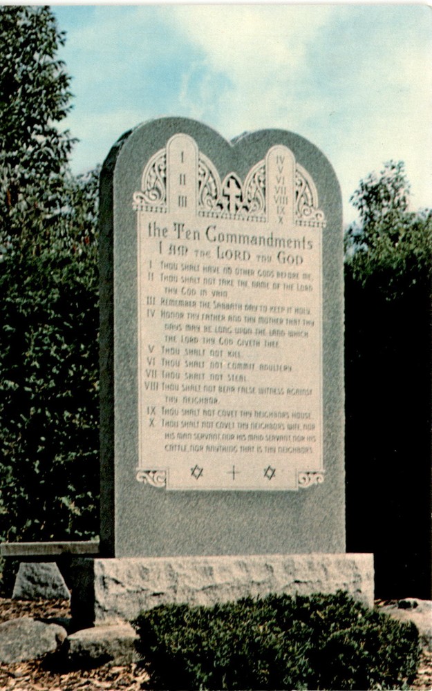 Ten Commandments, The Lord, Sabbath Day, Honor, Steal, False Witness, Postcard