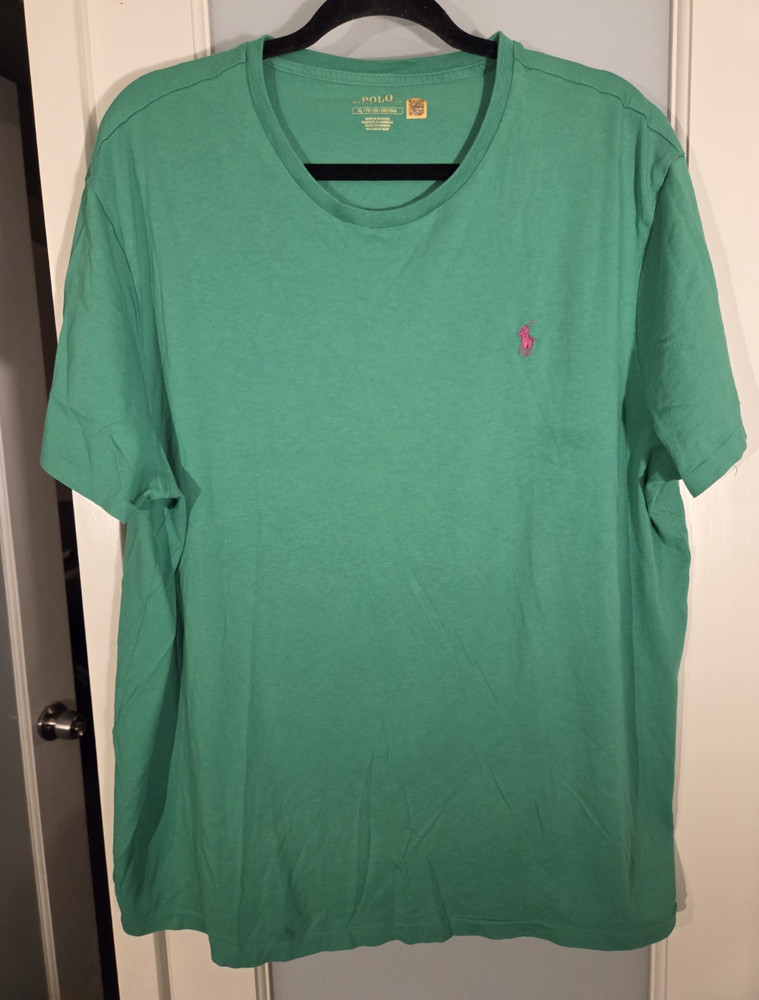 Polo Ralph Lauren Men's Green Crew Neck Short Sleeve Cotton Knit Tee XL