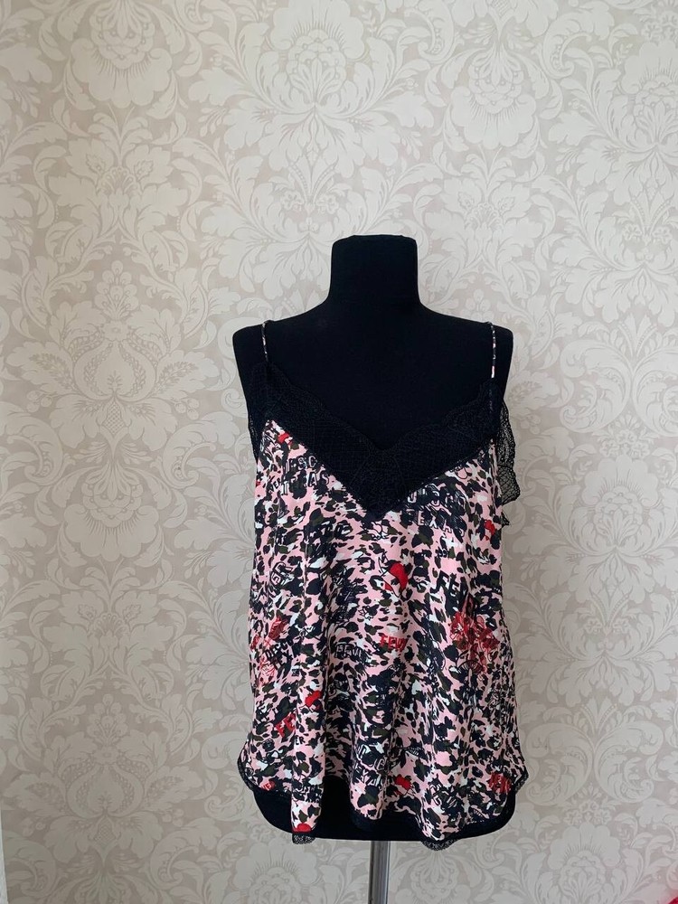 Zadig & Voltaire Womens Printed Lace Trim Camisole Top Size M
