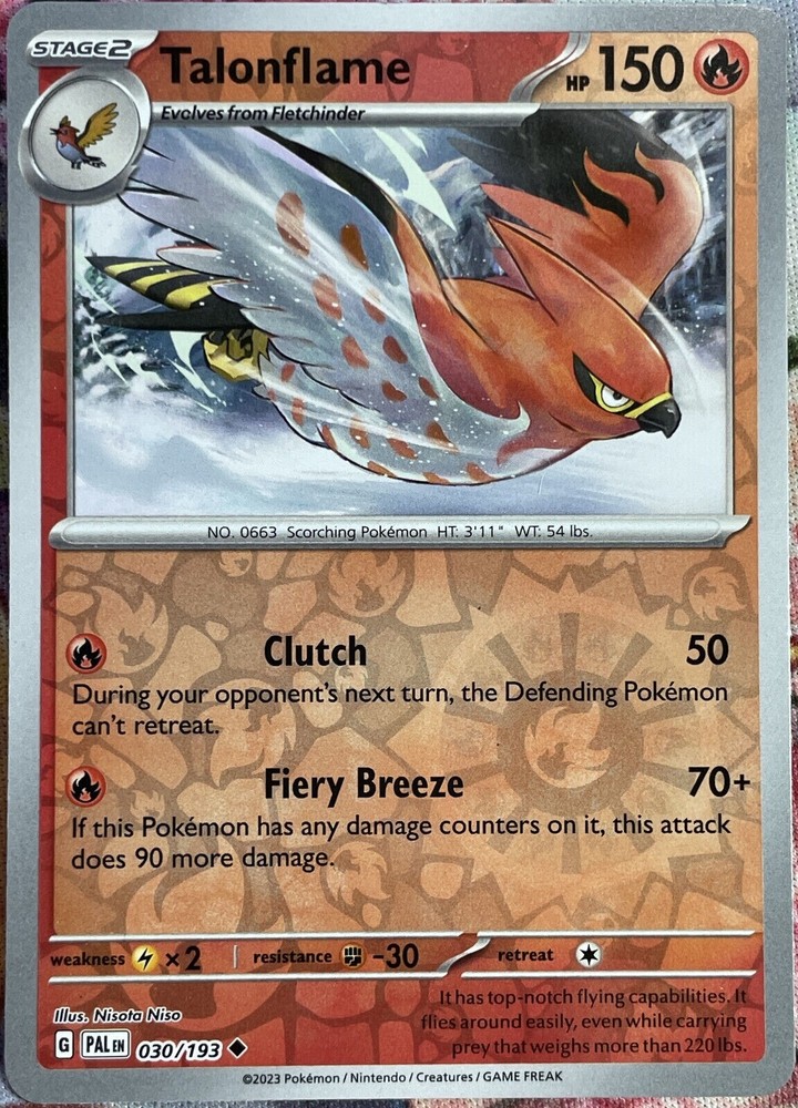 Pokemon - Talonflame - 030/193 - Reverse Holo - Paldea Evolved - NM/M