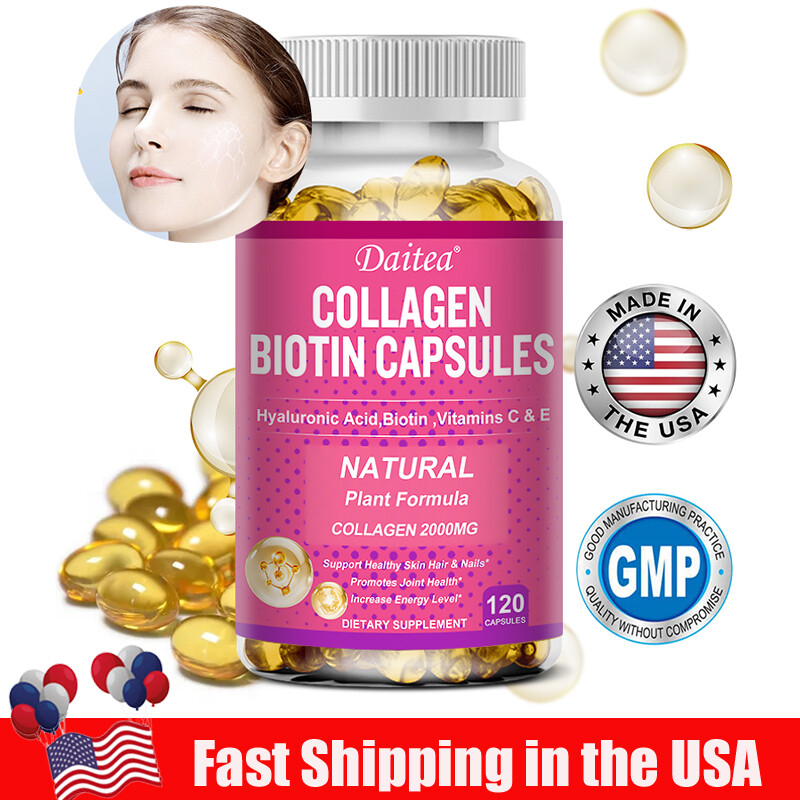 Collagen 2000MG Contains Hyaluronic Acid, Biotin, Vitamin C 120 Caps