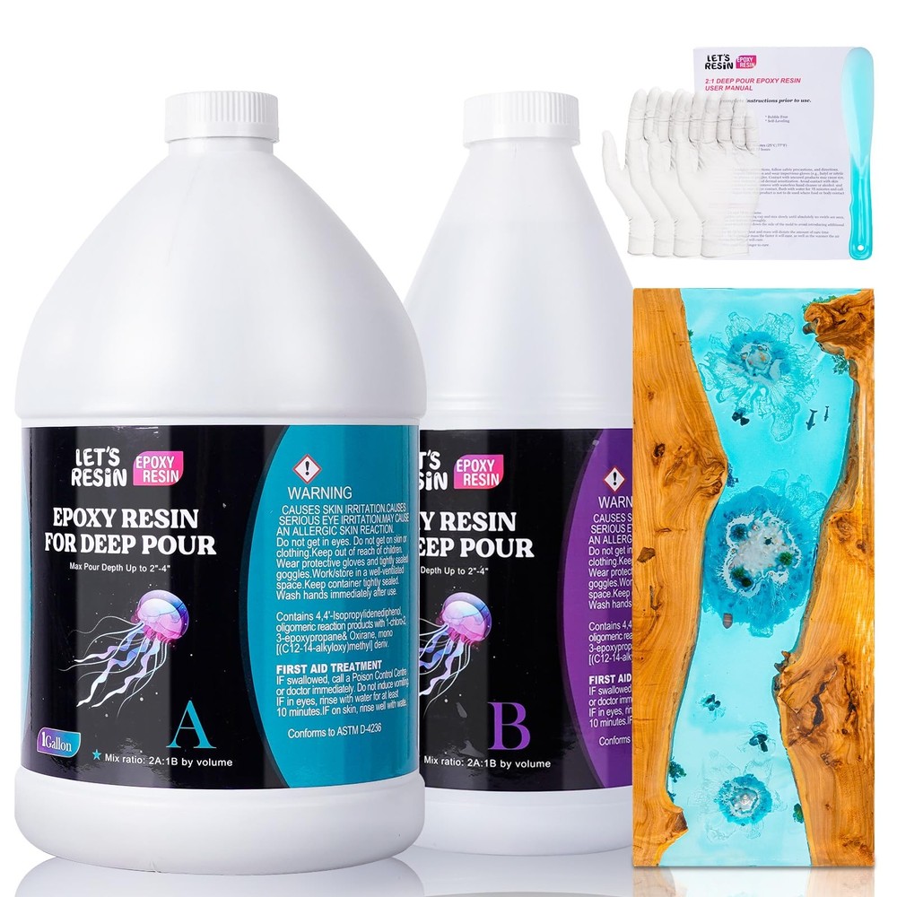 Deep Pour Epoxy Resin 15 Gallon Kit for 2-4 Inch Crystal Clear Casting