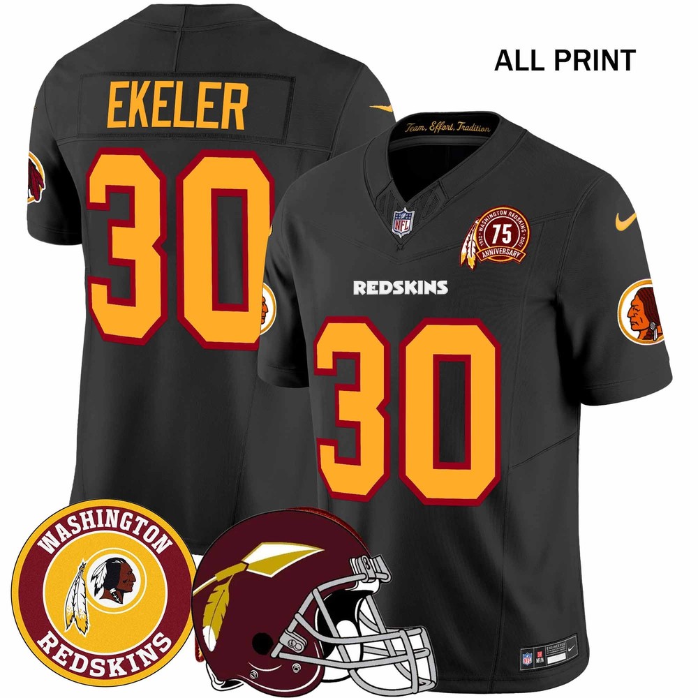 Washington Redskins 75th Anniversary Austin Ekeler #30 Football Jersey with All Print Design