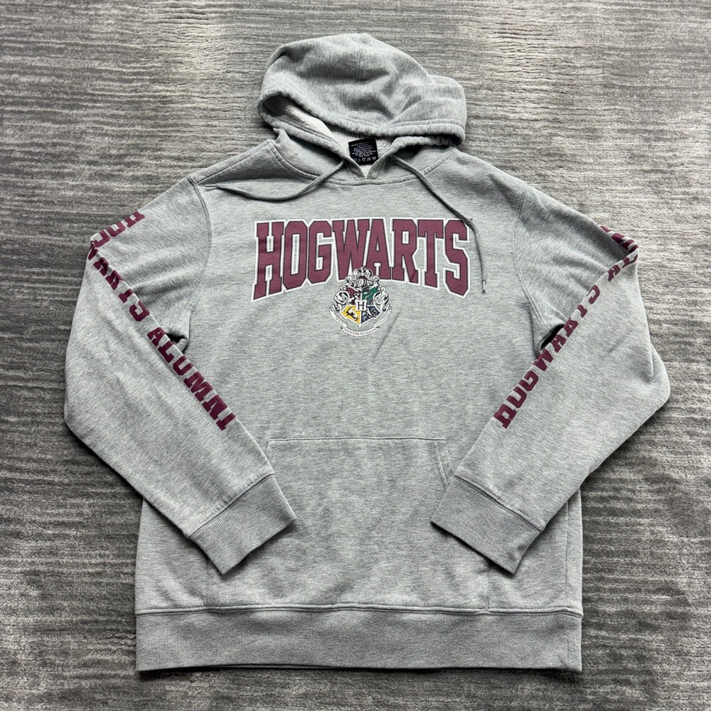 Harry Potter Hoodie Size M Womens Hogwarts Wizard Magic Hooded Sweatshirt Gray