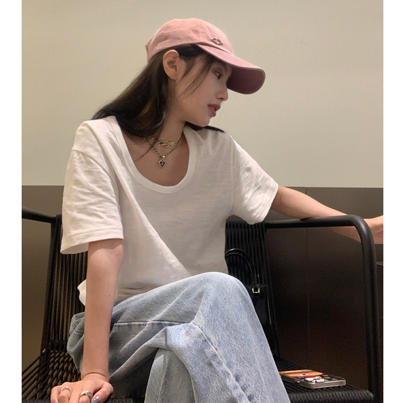 Women's Short Sleeve Loose Round Neck Short Sleeve Korean Version Fashion Base