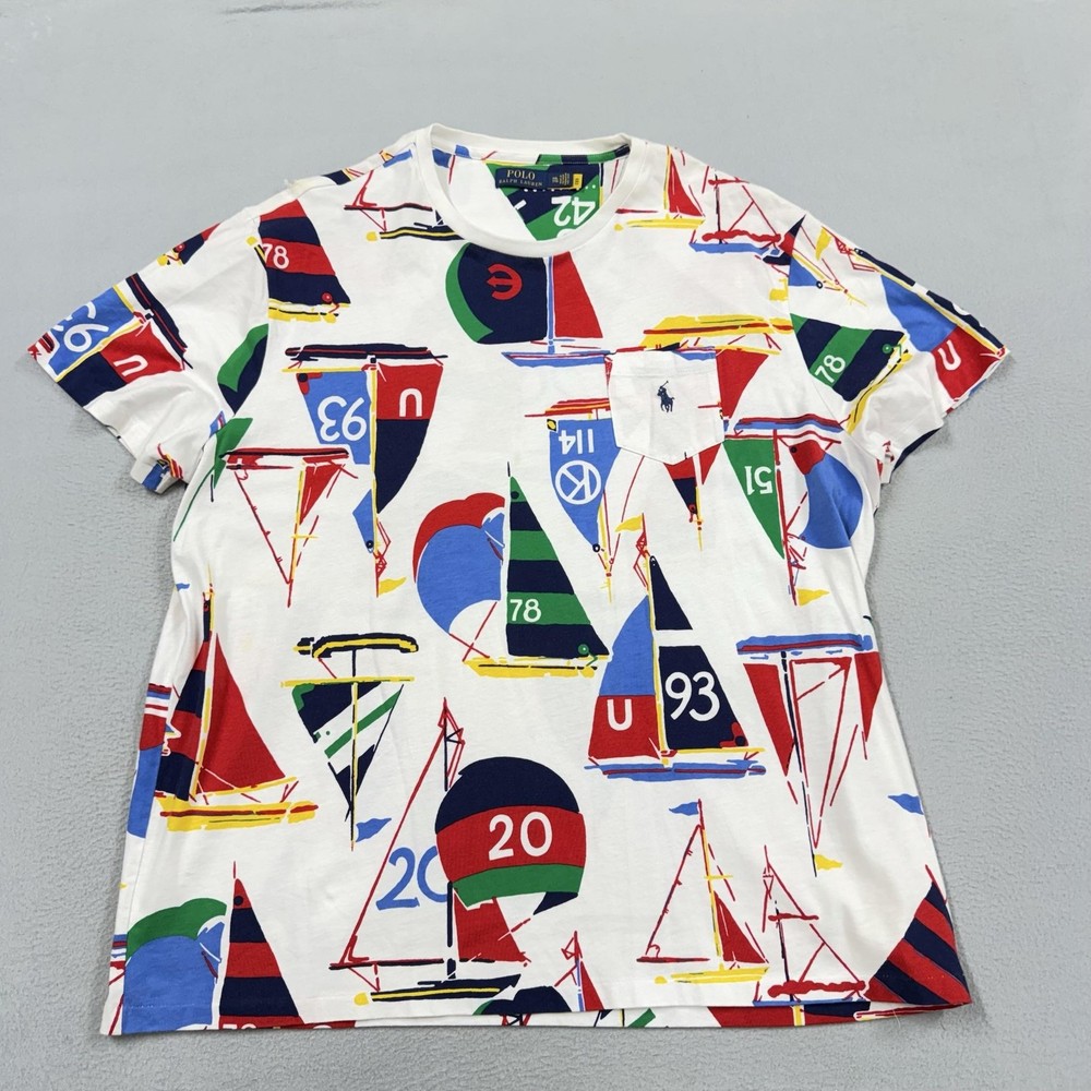 Polo Ralph Lauren Shirt Mens 2XL Multicolor Sailboat Nautical Graphic Tee