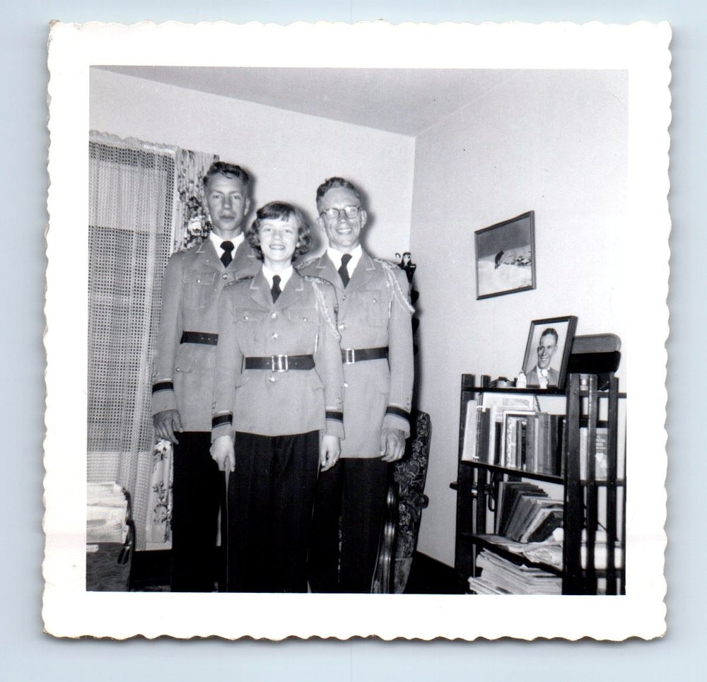 Old Vintage Square Photo TRIO MEN WOMAN ID'D NAME BOB JIM CAROL MAE WAGNER