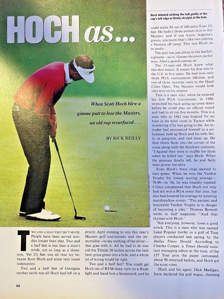 1989 Golfer Scott Hoch illustrated