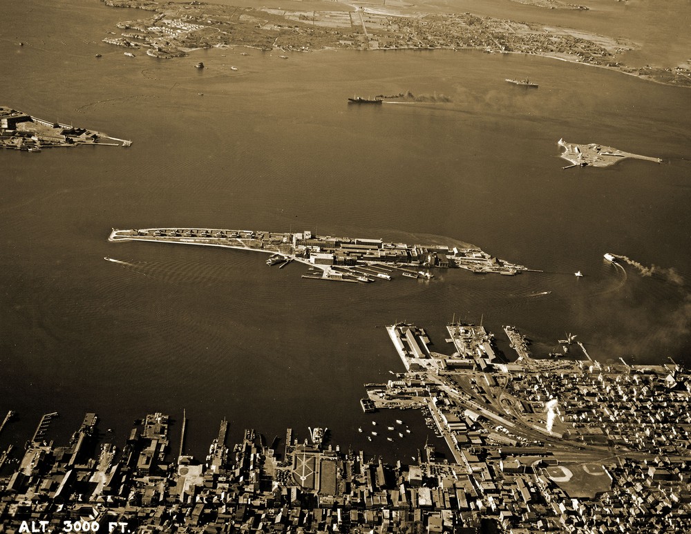 1941 Aerial View Goat Island, Newport, RI Old Photo 8.5