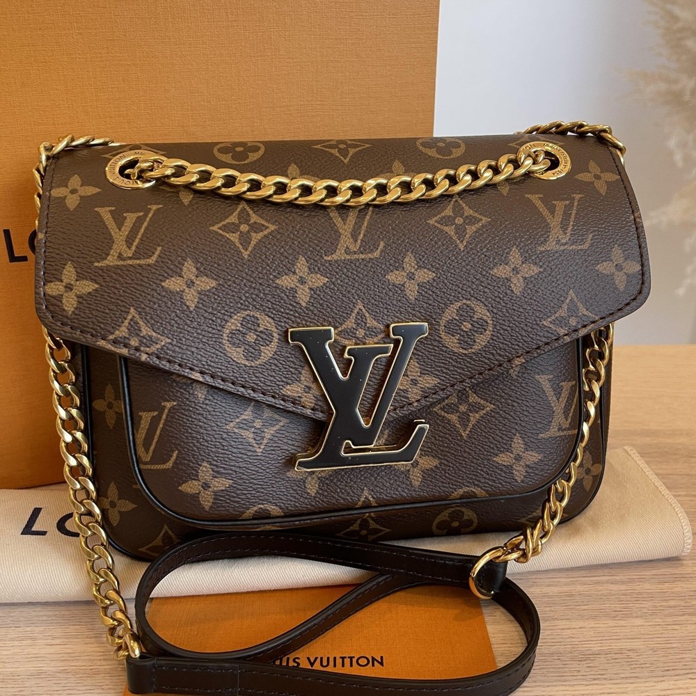 Louis Vuitton Passy Monogram Crossbody Bag Brown Chain Strap
