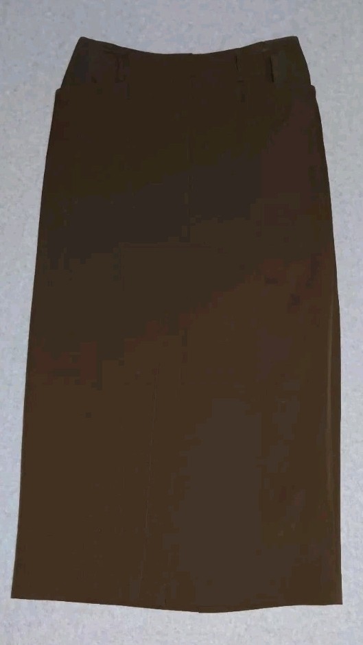 Linda Allard Ellen Tracy 100% Wool Pencil Maxi Skirt Womens Size 8 Army Green...